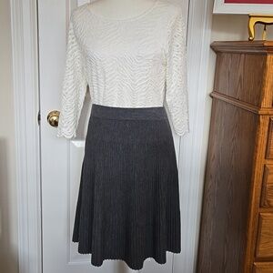 Talbots Charcoal Merino Wool Mini Pleated Sweater Skirt - EUC
